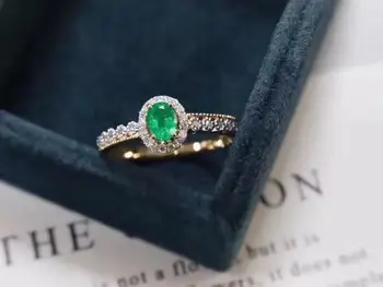 100% Prírodné Emerald Striebra, drahých kameňov, Krúžok 3 mm*4 mm Strieborný Prsteň 925 Silver Žena a Smaragd Krúžok pre snubný Prsteň pre Ženu