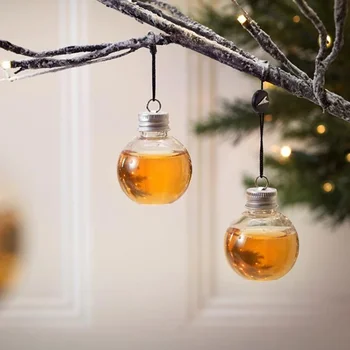 10Pcs Vianočný Strom Ornament Fillable Chlast Fľaša na Vodu Žiarovky Tvar Plastové Jasné, Vianočné Gule Bell Prívesok Home Party Decor