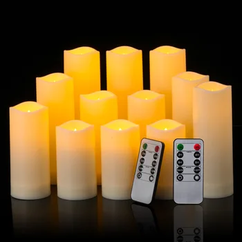 12Pcs/Set LED Sviečky Nepremokavé Svadobné Sviečky Batérie Flameless Sviečky Falošné Blikanie Plameň s Diaľkovým ovládaním pre Strán