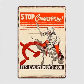 1951 Stop Komunizmu Propaganda S Studenej Vojny Kovové Prihlásiť Kuchyňa Plagát Kino Garáž Vintage Tin Podpísať Plagát