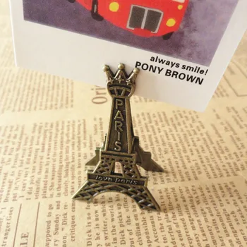 1pc 5.6x3.3 cm Mini Foto Klip Pohľadnicu Klipy Domov svadobné Vintage Kovové Eiffelova Veža Pari Memo Klip Správu Držiteľov Karty Držiteľ