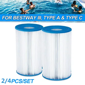 2/4PCS Bazén, Zariadenia Typu A alebo Typu C Filtračné vložky Bazén Náhradný Umývateľný Filter Kazety pre Každodennú Starostlivosť