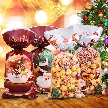 200Pcs Vianočné Cukrovinky Tašky Santa Snowflake Tašky Biscuit Občerstvenie Pečenie Boxy Svadby, Narodeniny Nový Rok Vianočný Večierok Dector