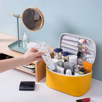 2020 Nové PU make-up Okno Ženy Kozmetická Taška Prenosná Skladovanie Prípadoch Kúpeľňa Nepremokavé Umývanie Puzdro Travel Toaletná Organizátor Tašky
