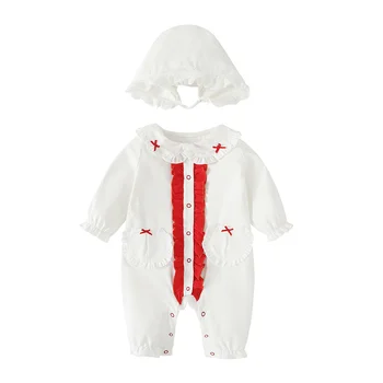 2022 Jeseň Nové Dieťa jednodielne Šaty Dievča Baby Jednoduché Vietor Dlhý Rukáv Ha Yi Horolezecké Oblečenie Bavlna