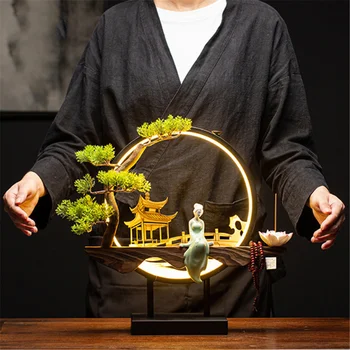 2024 Nové Led Lampa Reflow Kadidlo Horák USB Lampa Kruhu Simulácia Strom Keramické Lotus Buddha Perličiek Domov a kancelárska Dekorácie Kožušiny