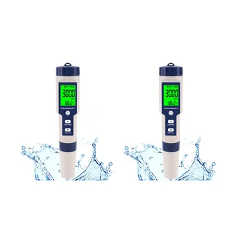 2X Bazén Soľ Tester, Digitálny obsah solí Meter, Vysoká Presnosť 5 v 1 Salinity Tester pre Slanej Vody, Nepremokavé Test Kit