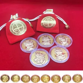 3D Čínsky Drak Zverokruhu Medaily Plastové Zlato Zverokruhu Pamätné Mince Dekoratívne Obojstranné Drak so suvenírmi Mince
