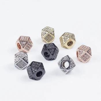 5 ks/Veľa Geometrické Kov Mosadz Micro Pave CZ Korálky 7mm Crystal Dištančné Korálky pre DIY Handmade Náramok, Náhrdelník Šperky
