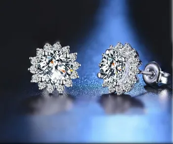 925 Sterling Silver Prírodné Moissan Diamond Stud Náušnice Šperky pre Ženy