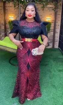 Africké Luxusné Sequin Večerné Šaty pre Ženy Elegantné Svadobné Party Dlhé Vianočné Šaty Ankara Oblečenie Šaty Dámske Oblečenie