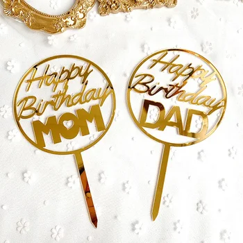 Akryl Cake Decoration Mama a Otec Narodeninovú Tortu, Mulčovače, Happy Birthday Pečenie Cupcake Dezert Dekor Narodeninovej Párty Darček