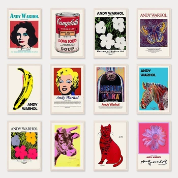Andy Warhol Pop Art Plátno na Maľovanie Kvetov, Plagát a Tlač Wall Art Obrázok pre Obývacia Izba Cuadros Domáce Dekorácie bez rámu