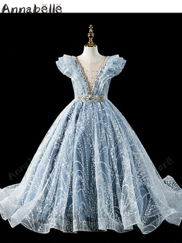Annabelle Princezná Dievča Šaty Tvaru Kvetina Dievča Šaty Podlahy-Dĺžka Elegantný Výkon Šaty Narodeninovej Party Šaty