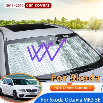 Auto Plné Pokrytie Slnečníky Na Skoda Octavia 3 A7 MK3 5E 2013~2019 Sedan Anti-UV ochranu proti slnečnému žiareniu Okno Slnečník Kryt Príslušenstvo