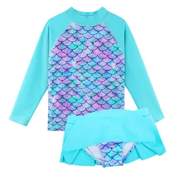 BAOHULU Dlhý Rukáv Deti Plavky Dva Kusy UPF 50+ UV Slnko Ochranné Vyrážka Stráže 2021 Nový Dizajn Letné Kúpanie Oblek