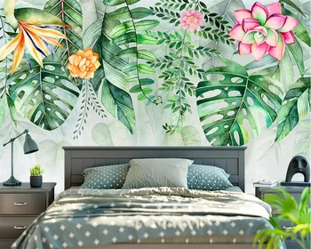 Beibehang nástennú maľbu, tapety záhrada sukulentných rastlín monstera flamingo, TV joj stene obývacej izby, spálne, maľby, 3d tapety