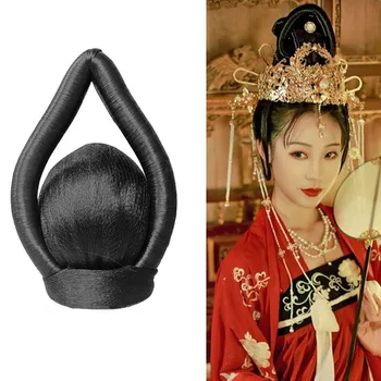 Black Dynastie Han Vlasy Pre Ženy Kráľovná Krásy Vlasy Royal Emperess Wu Headdress Tvarované Halloween Party Cosplay