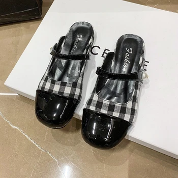 Byt Sandále, Topánky Pre Ženy 2023 Čierne Nízke Päty Kovové Kolo Dámske Šľapky A Sandále Žena Návrhár Luxusných Ploché Topánky