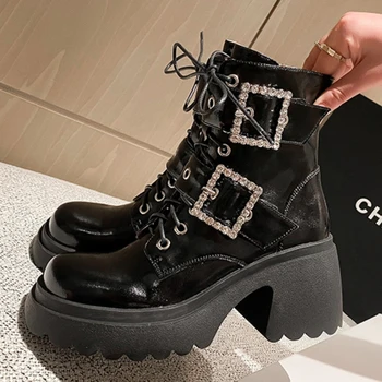 Crystal Luxusné Členok Chelsea Boots Ženy, Vysoké Podpätky, Topánky Na Platforme 2024 Zimné Nové Zips Gladiator Topánky Móda Mujer Čerpadlá Botas