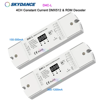 D4C-L 4 Kanál Konštantný Prúd DMX512&RDM Dekodér PWM Číselný displej 12-48V 24V 4CH CC DMX stmievač RGB/RGBW LED controller