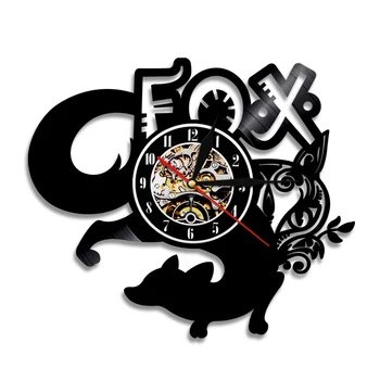 Divoké Zviera Elegantné Fox Vinyl Nástenné Hodiny Moderný Dizajn Domova Lesné Fox Pokojnej Hodiny Visí Sledovať Dekoratívne
