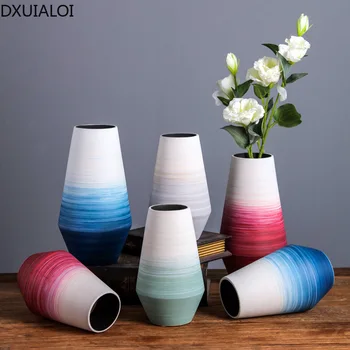 Domáce dekorácie tvorivé ručne maľované keramické vázy obývacia izba, ozdoby, geometrické dekoratívne jedlo keramického remesla DXUIALOI