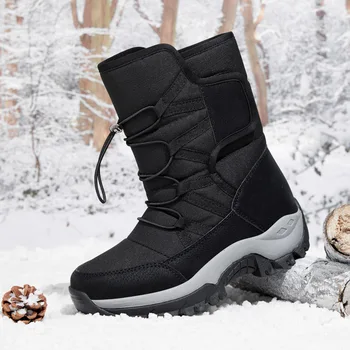 Dámske ležérne topánky snehu v zime teplé plyšové plus veľkosť vonkajšie pracovné topánky móda mladých vysoký vrchol pohodlie proti sklzu plátenné topánky