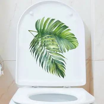 Elegantný Štýlový Kúpeľňa Dekorácie Kúpeľňa Obtlačky Zelene Turtleback List Farebné Kvetinové Wc Veko Nálepky Dlhá životnosť