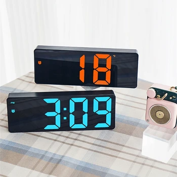 Elektronický Digitálny Budík s LED Zobrazovanie Dátumu Teploty Spánok Jasu Nastaviteľné Ovládanie Hlasom Ploche Dekorácie