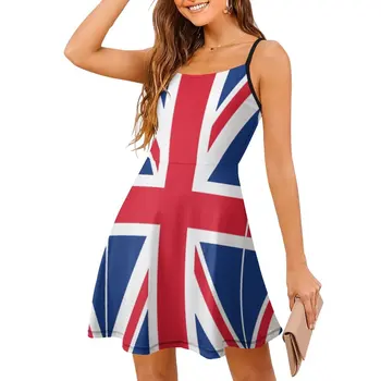 Exotické Ženy Šaty Strappy Šaty Britskou Vlajkou Úniu Jack Žien Šatka Šaty Tvorivé Koktaily