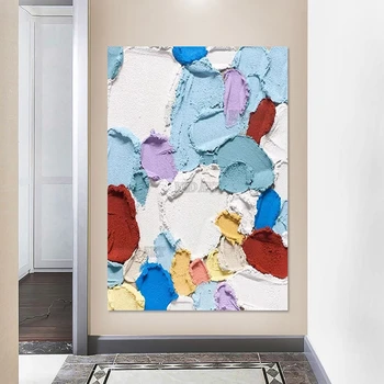 Farebné Nové Abstraktné Hrubé Akrylové Maľby Umenie Veľké Čisto Ručne Bez Rámu Nástenné Závesy Textúra Umelecké Remeslá Dropshipping