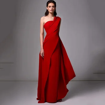 Formálne Príležitosti Šaty, Jeden-Ramenný Červené Večerné Šaty Ženy Dlhé Šaty Vestidos De Fiesta Župan de soirée 2024 Jar Nové Šaty