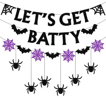 Halloween Banner Dekor Vytiahnuť Vlajka Spider Bat Dekorácie Jemné Tlač Dekoratívne Nástroj pre vnútorné Steny Haunted House a Halloween