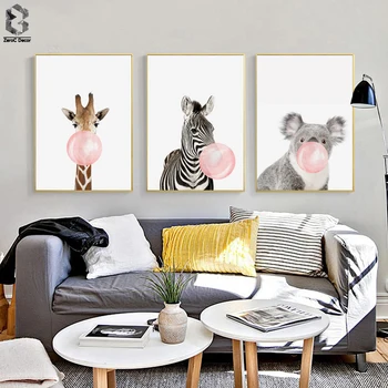Kawaii Lesné Zviera, Plagáty a Vytlačí sa Žirafa, Zebra Jeleň Plátno Umelecké Maľovanie na Stenu Umenie Škôlky Obrázok Nordic Deti Dekorácie