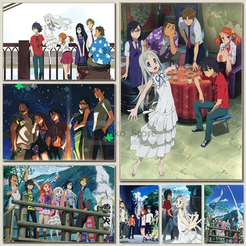 Klasické Japonské Mládež Láska Anime Anohana Plagát a Vytlačí Plátno na Maľovanie na Stenu Umenie Obrázky Domov Izba Dekor