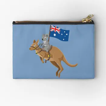 Koala Na Koni Klokan Účtovná Austrália Zips Vrecká Muži Ženy Balenie Skladovanie Vrecku Peňaženku Tlačidlo Malé Mince Bielizeň Taška