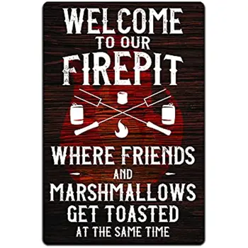 Kovové Prihlásiť Vitajte na Našich Firepit, Kde Priateľmi & Marshmallows Dostať Toastov súčasne