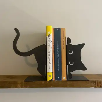 Kovové Zvierat Bookends 1 Pár Cute Cat Bookends Pre Ťažké Knihy Black Bookends Kreatívne A Roztomilé Mačka Tvar, Plochu Organizátor