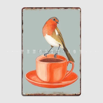 Káva Milujúci Robin Vták Kovové Prihláste Sa Domov Tlač Klubu Strany Plakety Tin Prihlásiť Plagáty