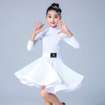 Latinské tanečné šaty detské dievčenské jeseň a v zime výkon odbornej prípravy obliekať dievčenské latinské tanečné šaty výkon šaty
