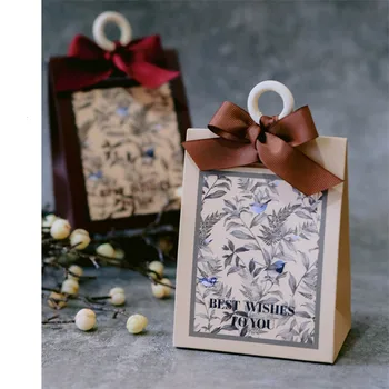 Luxusné Drevené Krúžok Prenosné Papier Candy Box Eid Mubarak Čokoláda Package Darčekové Krabice Festival Svadobné Darčeky Pre Hostí