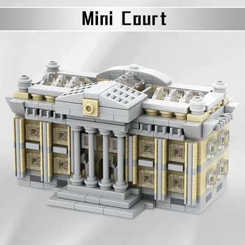 MOC Mini Courthouse Stredoveké Orientačný bod Architektúry Model stavebným Ideálne Architektúry DIY Tehly Hračky Pre Deti Darček