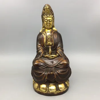 Meď Gilding Guanyin Bódhisattva Socha Ornament Domáce Dekorácie Príslušenstvo Pre Obývacia Izba Budhizmus Modliť Kai Kuang Ozdoby