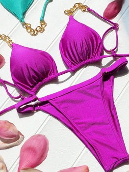Miyouj Obväz Bikini Set Sexi Bikiny 2023 Plaviek Lesklé Plavky, Letné Kúpanie Vyhovuje Mikro Tangá Biquini Nové Plavky