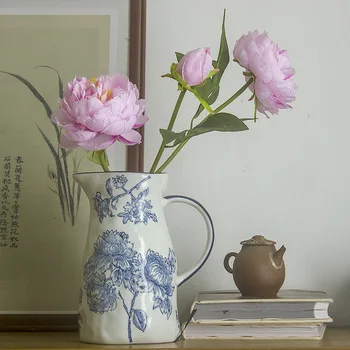 Modrá A Biela Váza Z Porcelánu Mlieko Hrniec Váza Rozšírené Zmysel Malej Obývačke Keramické Kvet Usporiadanie Umenie Retro Dekorácie