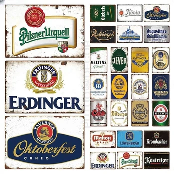 Nemecko Pivo Značky Kovové Prihlásiť Doska, Kov Vintage Tin Znak, Bar, Pub Muž Jaskyňa Kuchyňa Club Bar Steny Domova