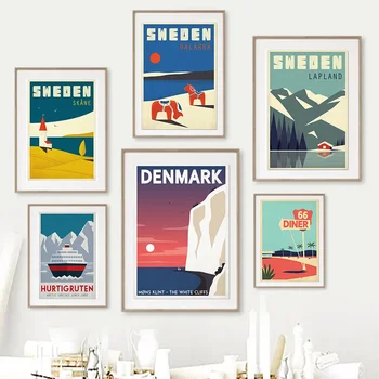 Nordic Sveta Najznámejších Turistických Miesto Umenia Plagátu Švédsko Dánsko Dánsko Nástenné Plátno Na Maľovanie Moderného Domova Obývacia Izba Nástenná Maľba