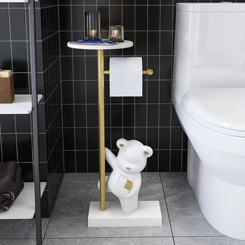 Nordic jednoduché domáce dekorácie Medveď figúrka toaletný papier, stojan na poschodí výzdobu úložný stojan vedľa kúpeľňa wc