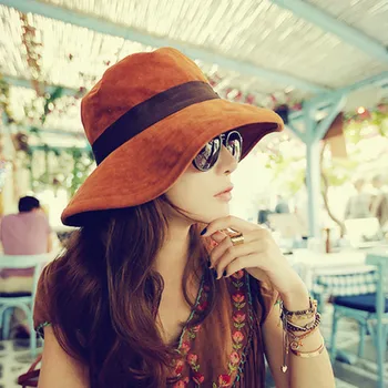Nové Retro široký-brimmed klobúk Anti-uv veľké slnko-tieňovanie klobúk dámske letné beach vedierko hat opaľovací krém, slnečné klobúk